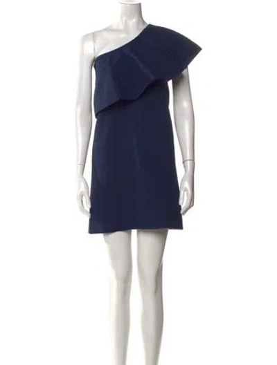 Pre-owned Milly One-shoulder Mini Dress In Blue