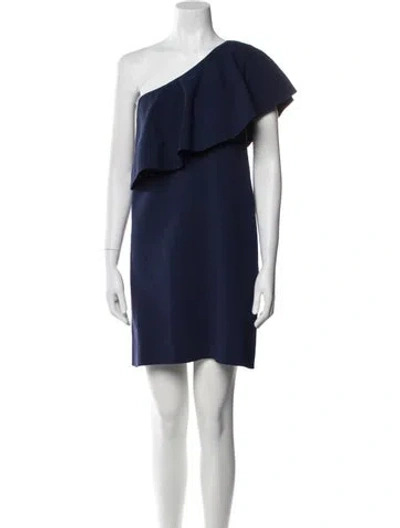 Pre-owned Milly One-shoulder Mini Dress In Blue