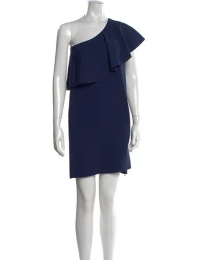 Pre-owned Milly One-shoulder Mini Dress In Blue