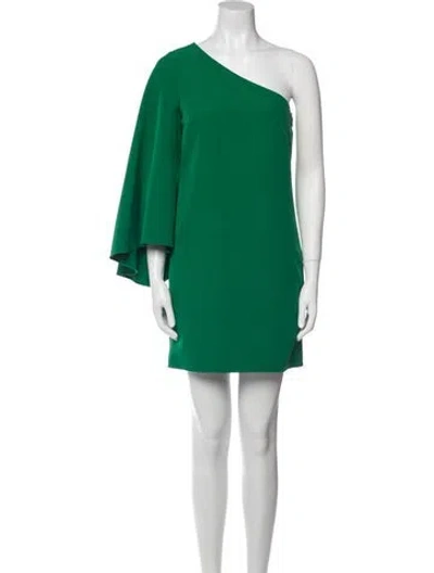 Pre-owned Milly One-shoulder Mini Dress In Green