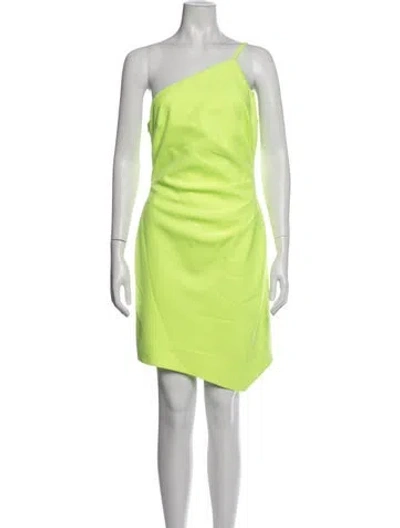 Pre-owned Milly One-shoulder Mini Dress In Green