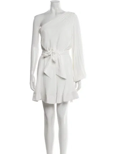 Pre-owned Milly One-shoulder Mini Dress In Neutral