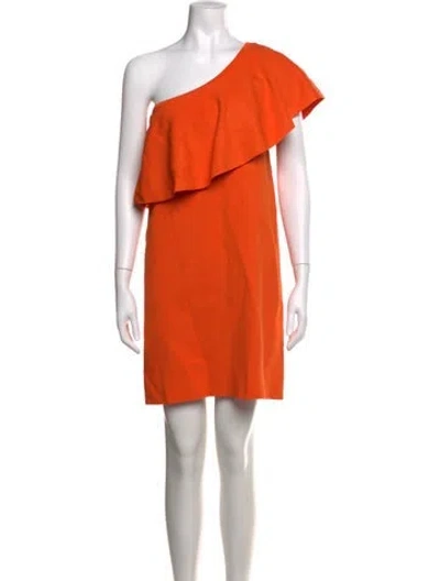 Pre-owned Milly One-shoulder Mini Dress In Orange