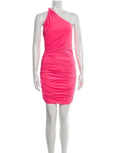 Pre-owned Milly One-shoulder Mini Dress In Pink
