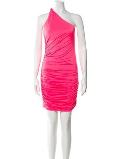 Pre-owned Milly One-shoulder Mini Dress In Pink