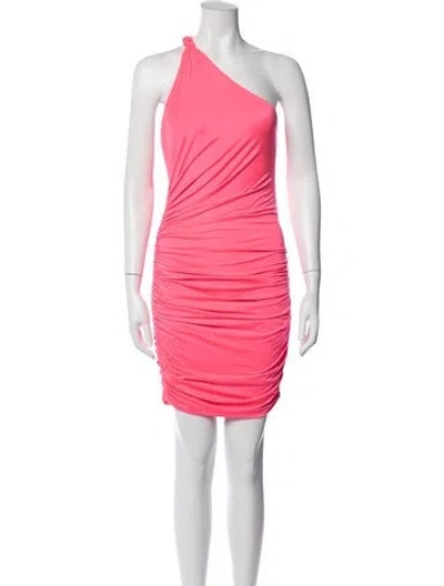 Pre-owned Milly One-shoulder Mini Dress In Pink