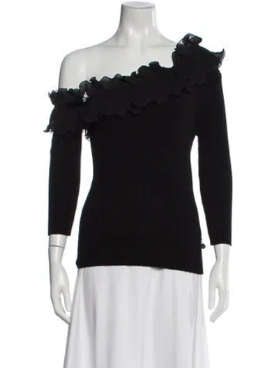 Pre-owned Milly One-shoulder Sweater In Black