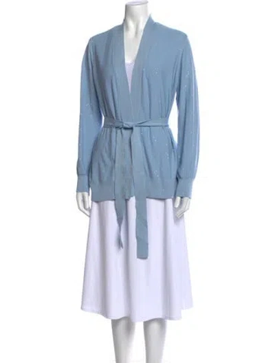 Pre-owned Milly Open Front Sweater In Blue