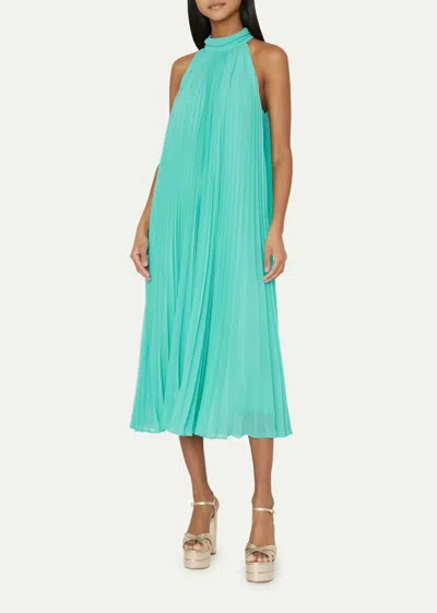 Milly Ophelia Pleated Dress In Spearmint In Green