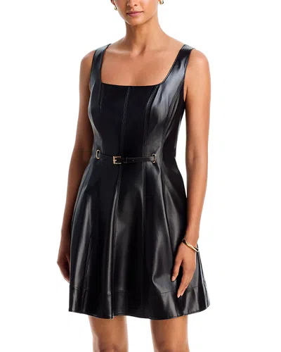 Milly Ori Faux Leather Mini Dress In Black
