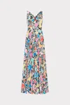 Milly Oria Rainbow Oasis Pleated Maxi Dress In Multi