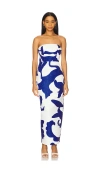 Milly Orion Camellia Floral Jacquard Dress In White,royal