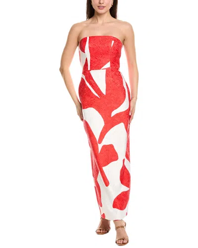 Milly Orion Jacquard Column Gown In Red