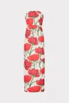Milly Orion Red Peony Jacquard Strapless Dress In Pink