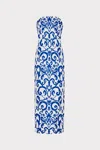 Milly Orion Scroll Embroidery Maxi Dress In Blue
