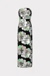 Milly Orion Velvet Floral Sequins Maxi Dress In Black