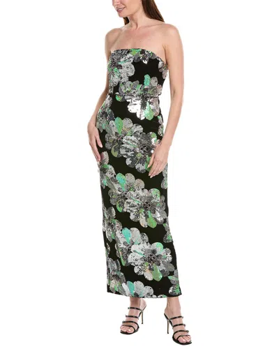 Milly Orion Velvet Floral Sequins Maxi Dress In Multi