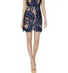 Milly Osianna Strapless Leaf Lace Mini Dress In Navy In Blue