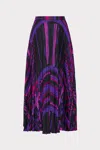 Milly Otha Pleated Geometric-print Midi Skirt In Purple