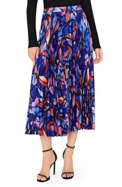 Milly Otha Print Pleated Skirt In Dream Rose Blue