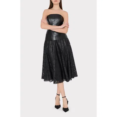 MILLY MILLY OTHA TEXTURE LACE MIDI SKIRT