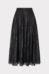 Milly Otha Textured Lace Midi Skirt In Black