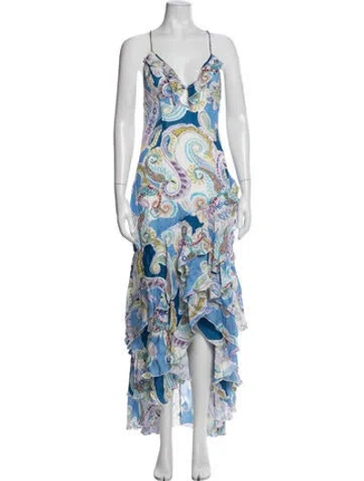 Pre-owned Milly Paisley Print Long Dress In Multicolor