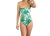 Milly Palm Trees Apron Tie Back One Piece Swimsuit In Emerald In Gold