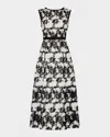Milly Paloma Two Tone Lace Midi Dress Short Sleeve Top