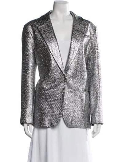 Pre-owned Milly Patterned Blazer In White