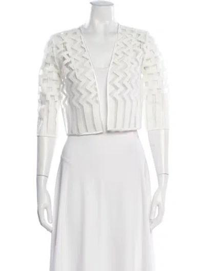 Pre-owned Milly Patterned Bolero In White