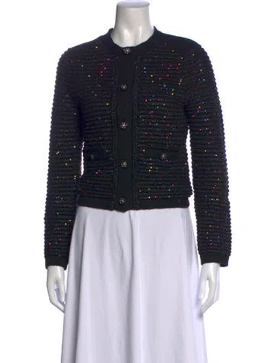 Pre-owned Milly Patterned Crew Neck Sweater In Black