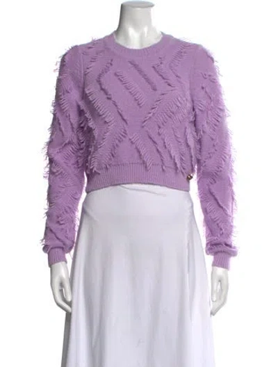 Pre-owned Milly Patterned Crew Neck Sweater In Purple