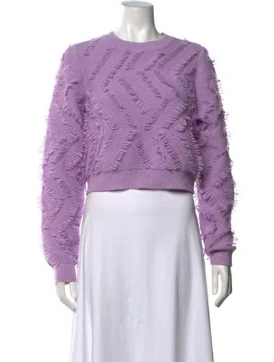 Pre-owned Milly Patterned Crew Neck Sweater W/ Tags In Purple