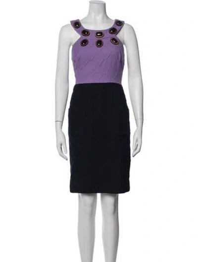 Pre-owned Milly Patterned Knee-length Dress In Blue