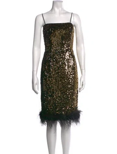 Pre-owned Milly Patterned Knee-length Dress In Gold