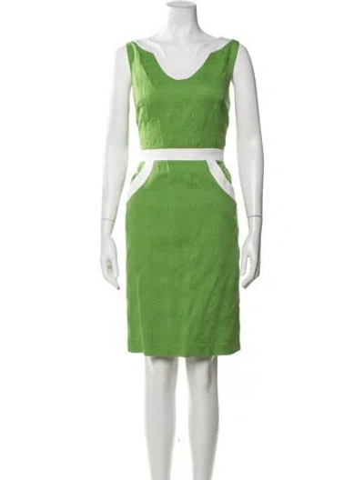 Pre-owned Milly Patterned Knee-length Dress In Green
