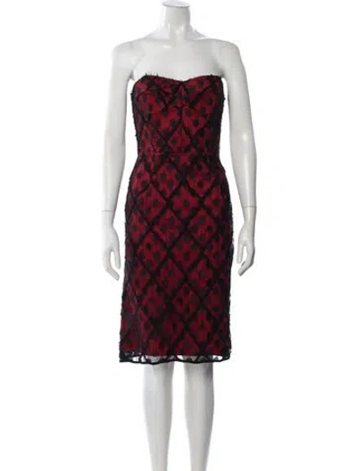 Pre-owned Milly Patterned Knee-length Dress In Red