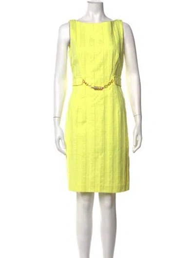 Pre-owned Milly Patterned Knee-length Dress In Yellow