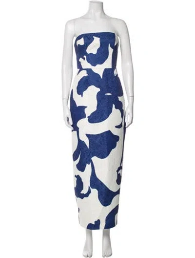 Pre-owned Milly Patterned Long Dress In Blue