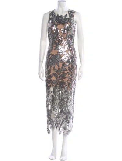 Pre-owned Milly Patterned Long Dress In Neutral