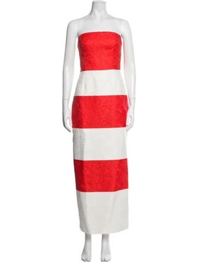 Pre-owned Milly Patterned Long Dress In Red