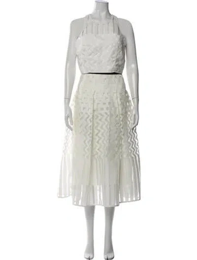 Pre-owned Milly Patterned Mesh Accents Skirt Set In Neutral