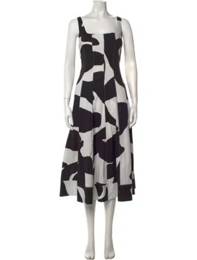 Pre-owned Milly Patterned Midi Length Dress In Black/white