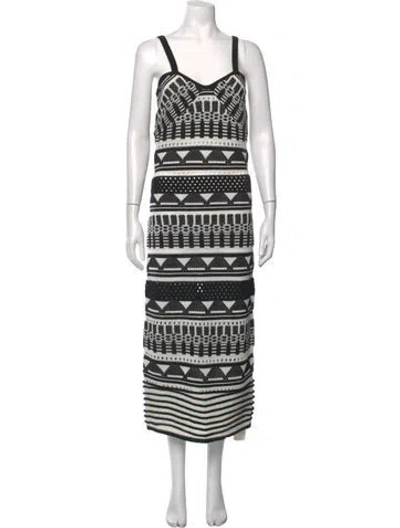 Pre-owned Milly Patterned Midi Length Dress In Black/white