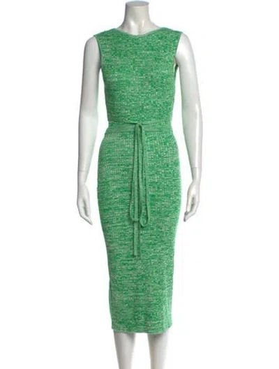 Pre-owned Milly Patterned Midi Length Dress In Green