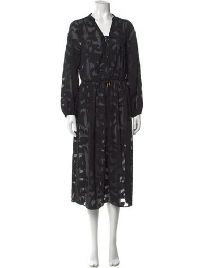 Pre-owned Milly Patterned Midi Length Dress W/ Tags In Black
