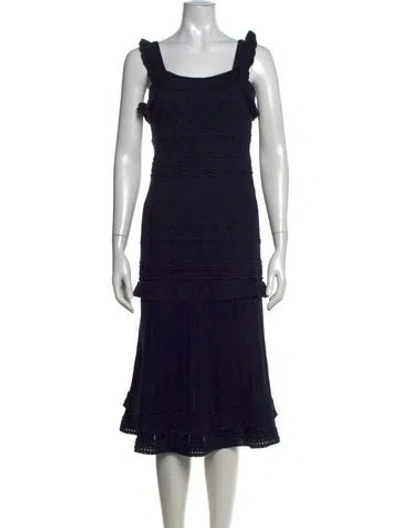 Pre-owned Milly Patterned Midi Length Dress W/ Tags In Black