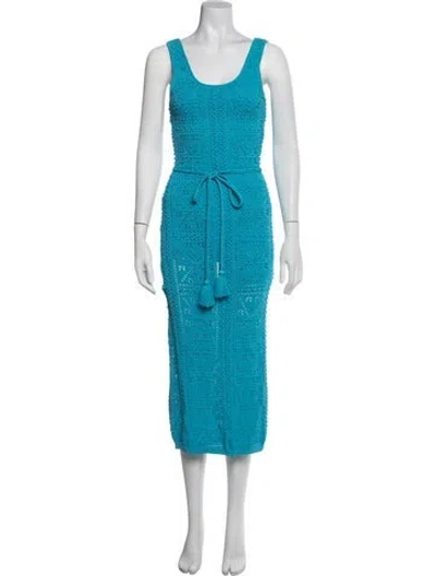 Pre-owned Milly Patterned Midi Length Dress W/ Tags In Blue