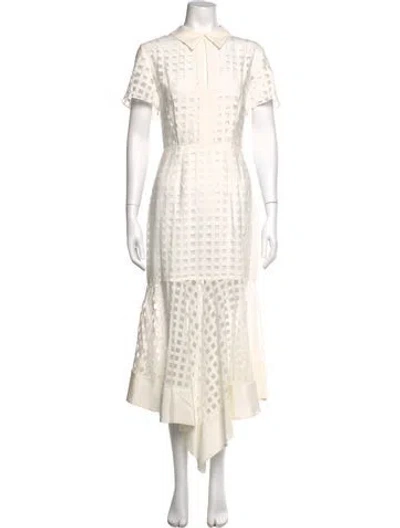 Pre-owned Milly Patterned Midi Length Dress In White